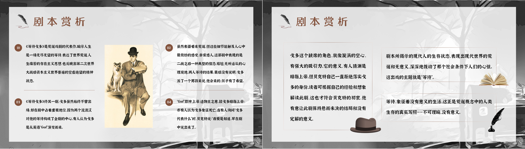 荒诞派戏剧塞缪尔贝克特所著《等待戈多》经典赏析读书心得交流分享PPT模板-7