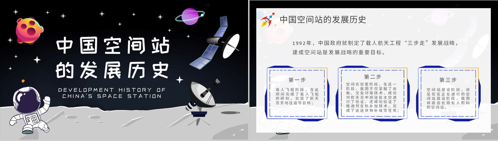 中国空间站的发展历史学习空间站知识宣传介绍PPT模板-2