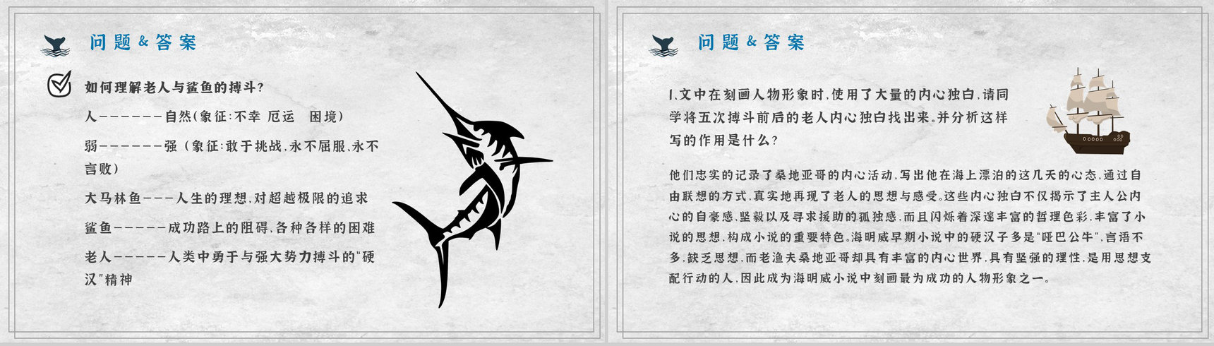 海明威文学作品《老人与海》小说介绍艺术特色鉴赏课件PPT模板-15