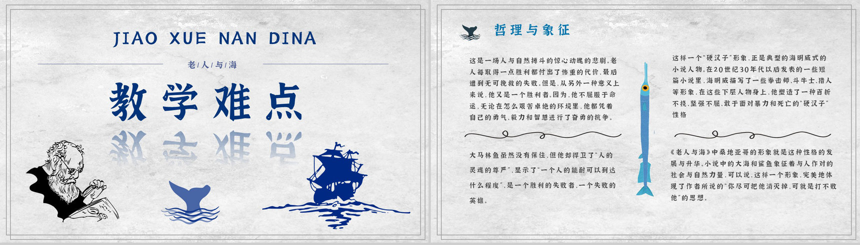海明威文学作品《老人与海》小说介绍艺术特色鉴赏课件PPT模板-11