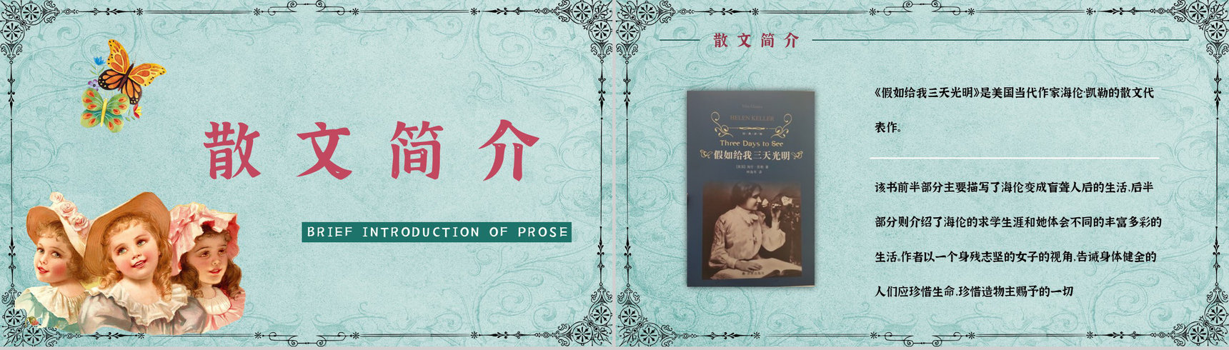 经典作品《假如给我三天光明》阅读体会心得赏析PPT模板-2