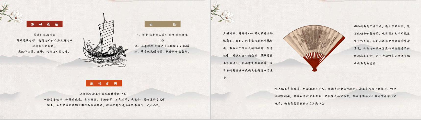 读书笔记之国内经典名著故事《三国演义草船借箭》导读鉴赏教师备课PPT模板-8