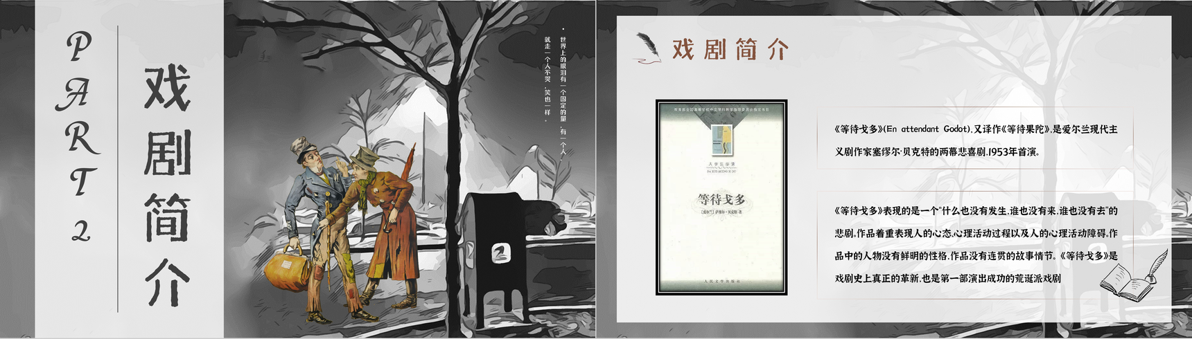 荒诞派戏剧塞缪尔贝克特所著《等待戈多》经典赏析读书心得交流分享PPT模板-4