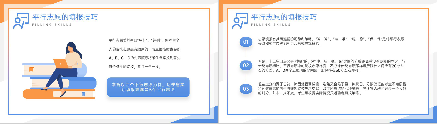 黄蓝撞色扁平风高考志愿填报技巧培训主题班会PPT模板-2