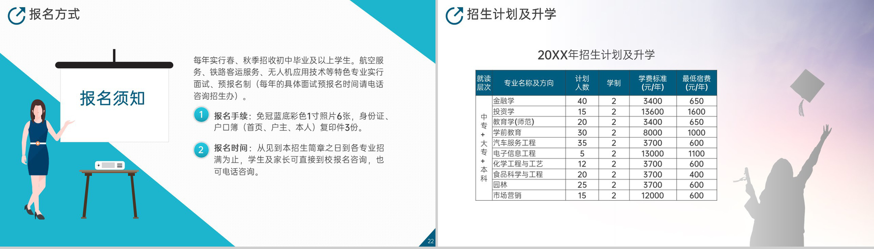 蓝色简约风职业学校招生简章专业就业介绍PPT模板-12