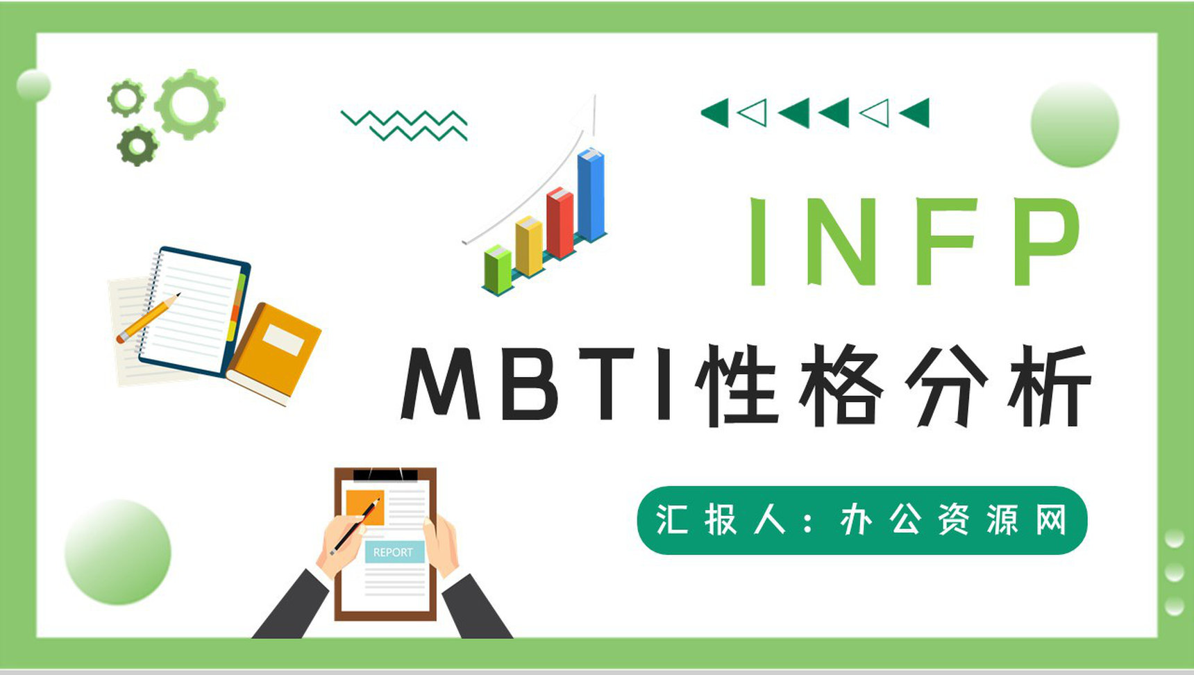 职业人格评估测试MBTI职业性格分析总结INFP工作优势劣势汇报PPT模板