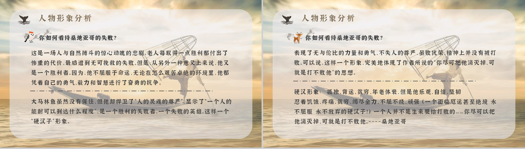 小说阅读心得体会美国作家海明威所著《老人与海》交流分享PPT模板-7
