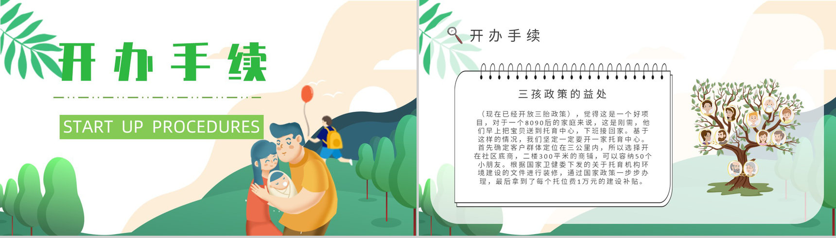 开办托育中心手续服务项目经营范围供给状况调查PPT模板-2