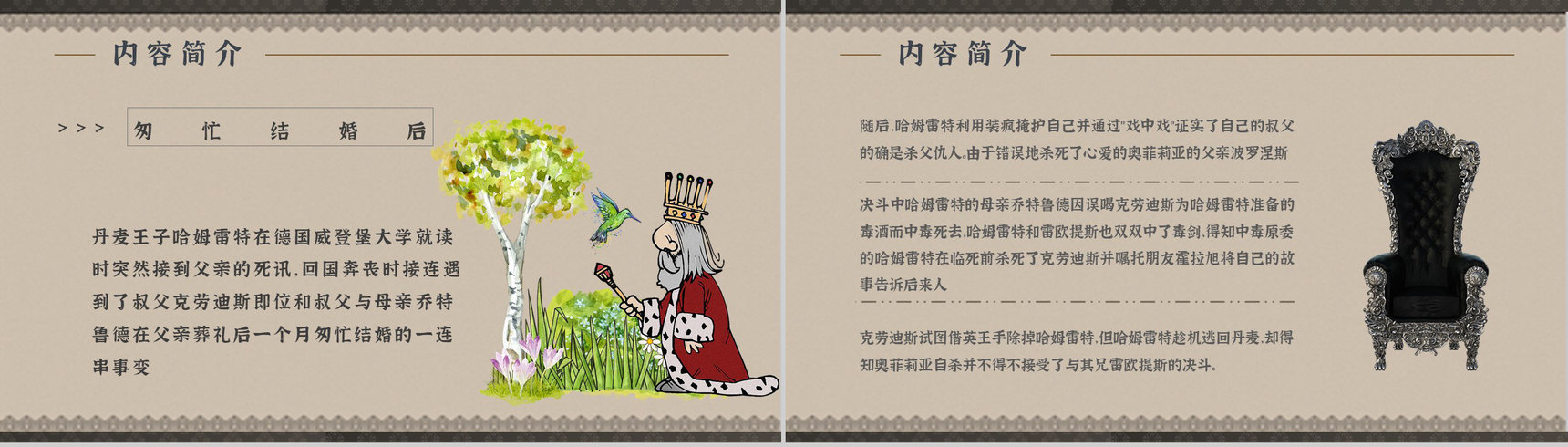 教育培训《哈姆雷特》内容作者简介名著导读PPT模板-3