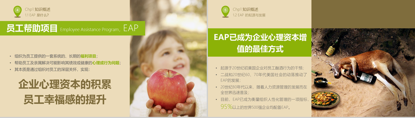 绿色简约大气公司人力资源EAP培训教育课件PPT模板-3