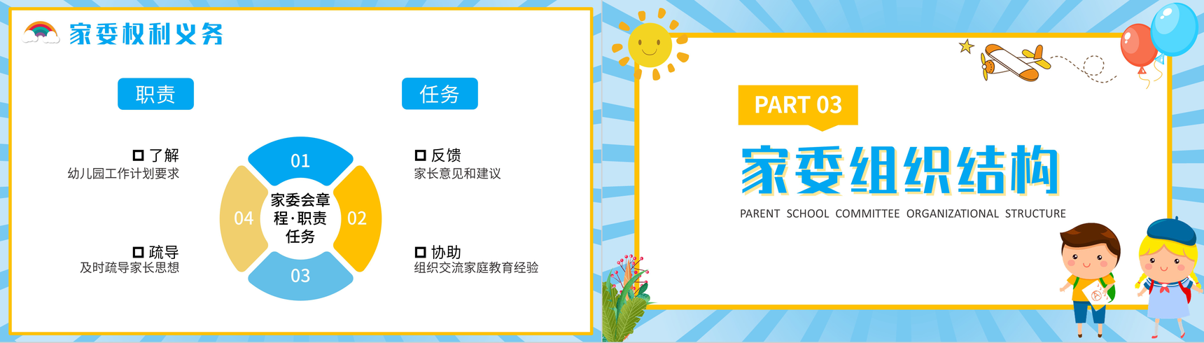 蓝色卡通学校家长委员会章程教育宣传家委会PPT模板-8