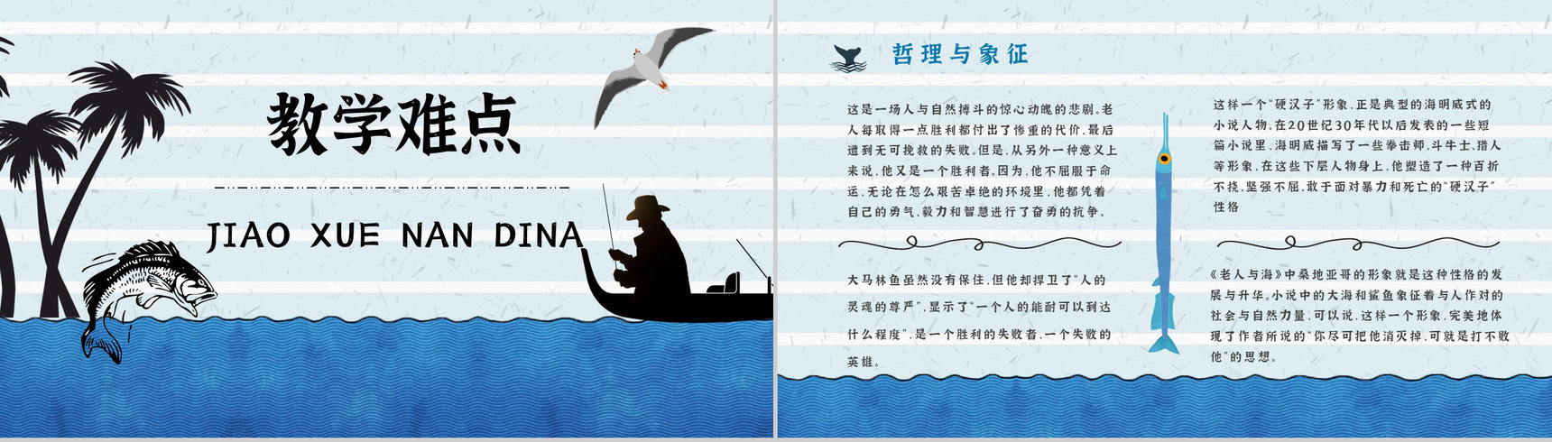 海明威晚年作品《老人与海》导读赏析知识点梳理教育教学PPT模板-11