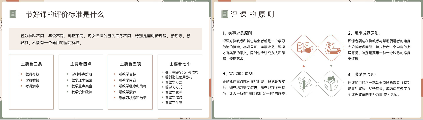 清新淡雅中小学教师教育培训听课评课教学方法总结PPT模板-9