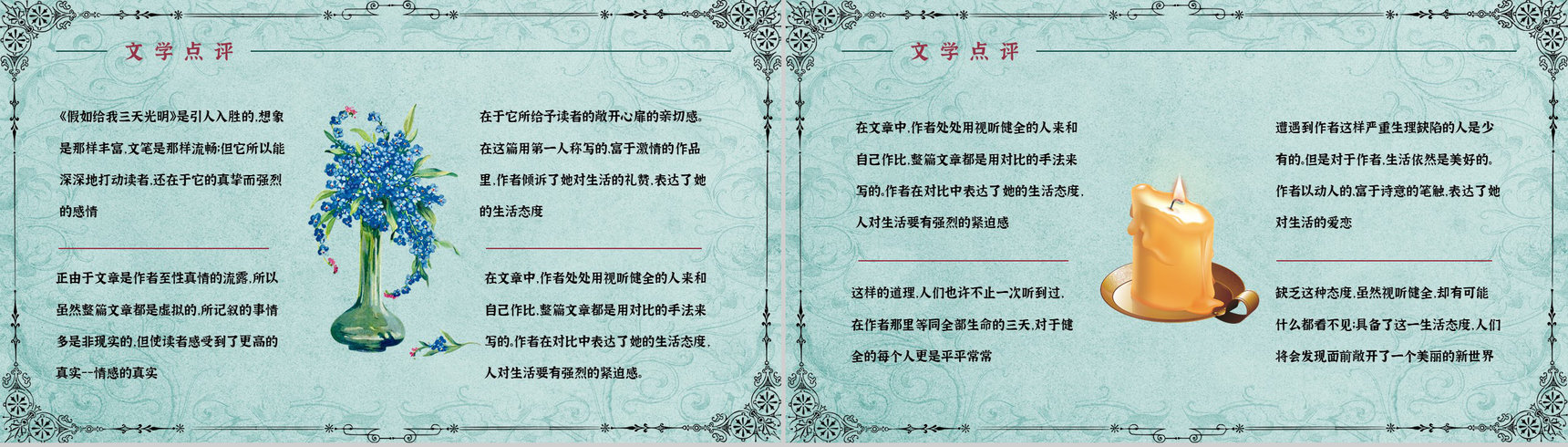 经典作品《假如给我三天光明》阅读体会心得赏析PPT模板-8