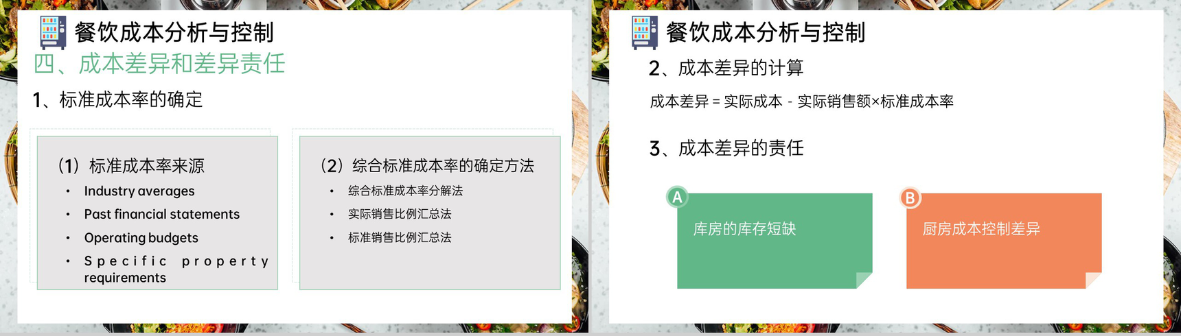 绿色简洁餐饮培训成本控制管理分析方案PPT模板-16
