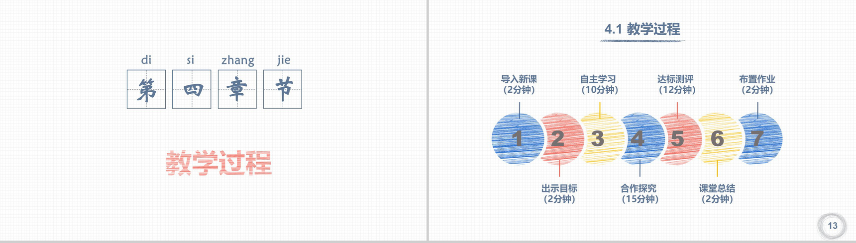 极简小清新手绘小方格教师教学教育培训PPT课件-7
