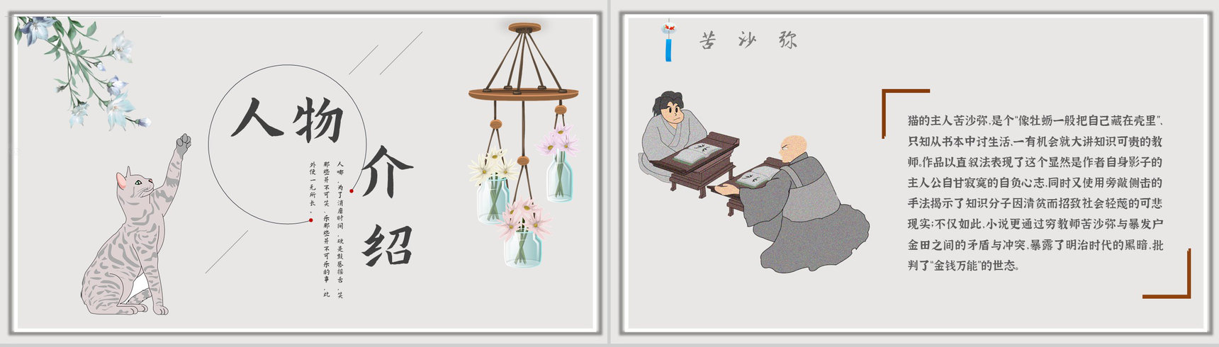 教育培训《我是猫》内容作者简介名著导读PPT模板-4