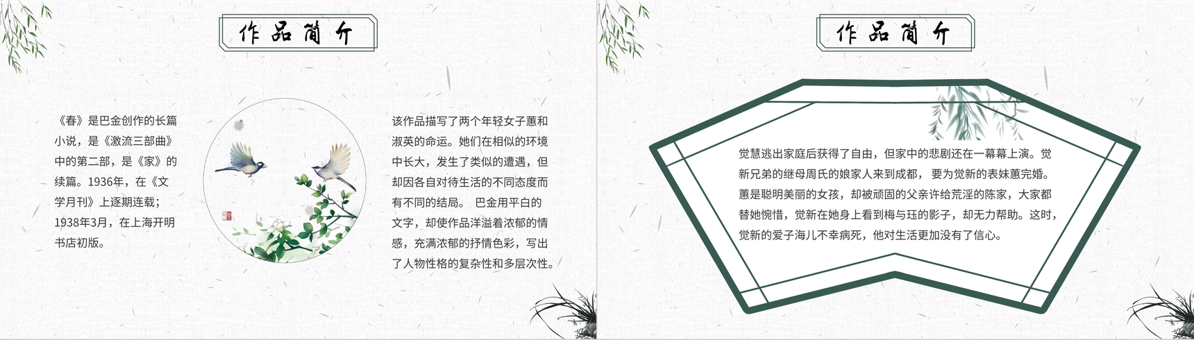 中小学必读图书《春》作家巴金《激流三部曲》第二部阅读鉴赏PPT模板-3