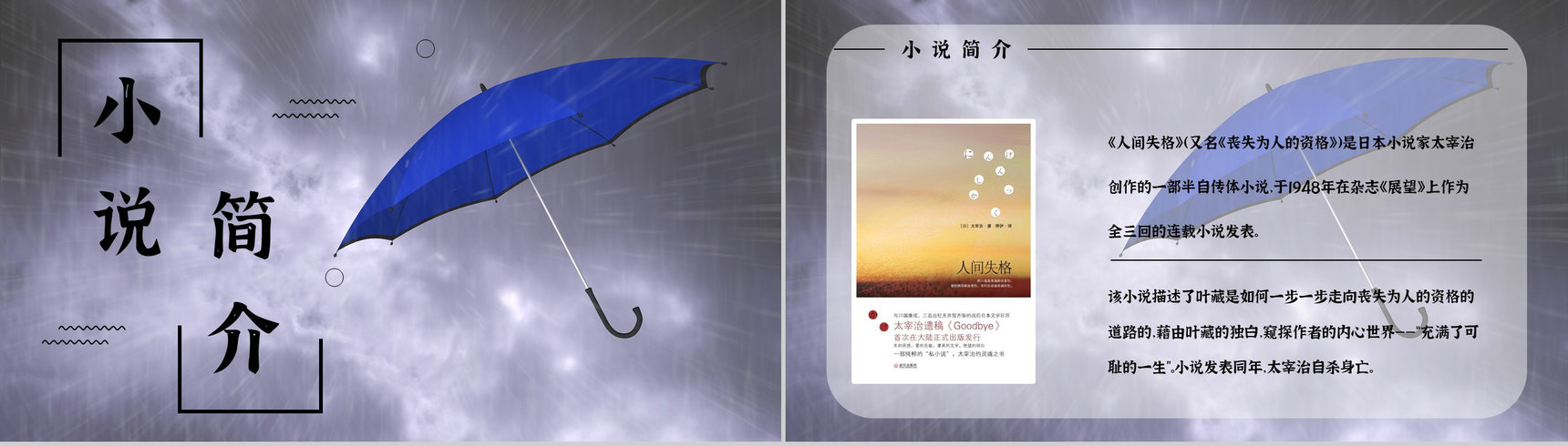 好书推荐之日本著名小说《人间失格》作品简介阅读体会心得分享会PPT模板-9