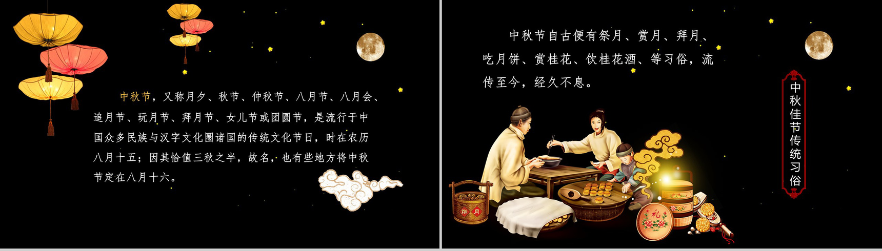 黑色商务中秋节传统习俗介绍PPT模板-2