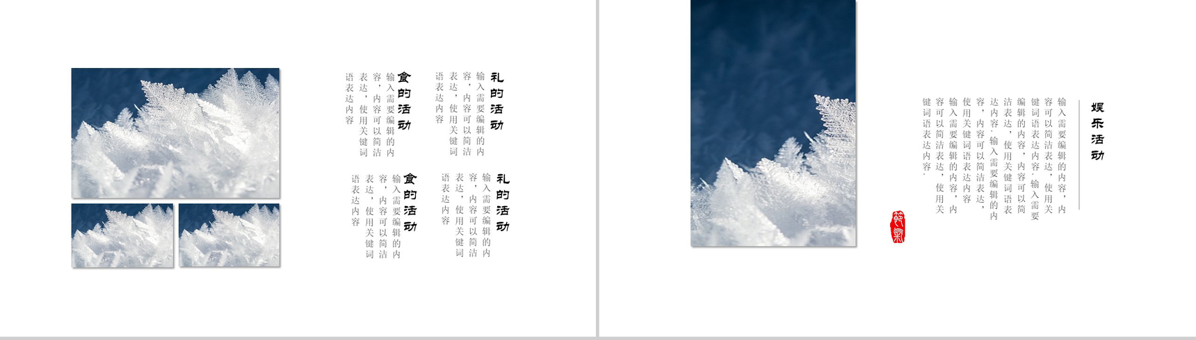 白色精美雪花冬季冬至活动策划PPT模板-10