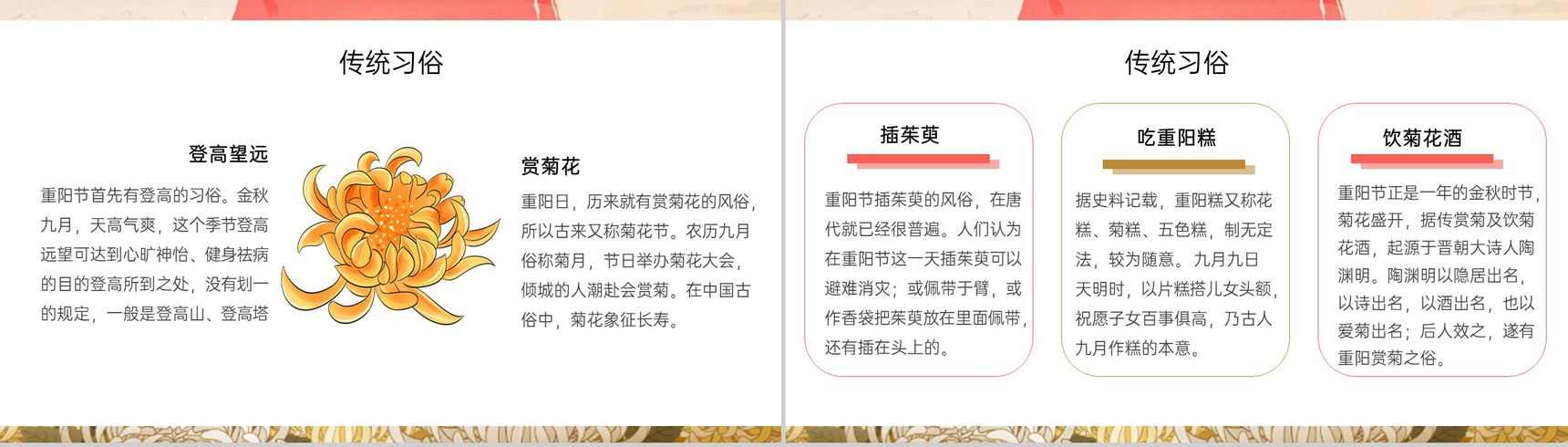 棕色中国风九九重阳节教育主题班会重阳节介绍PPT模板-7
