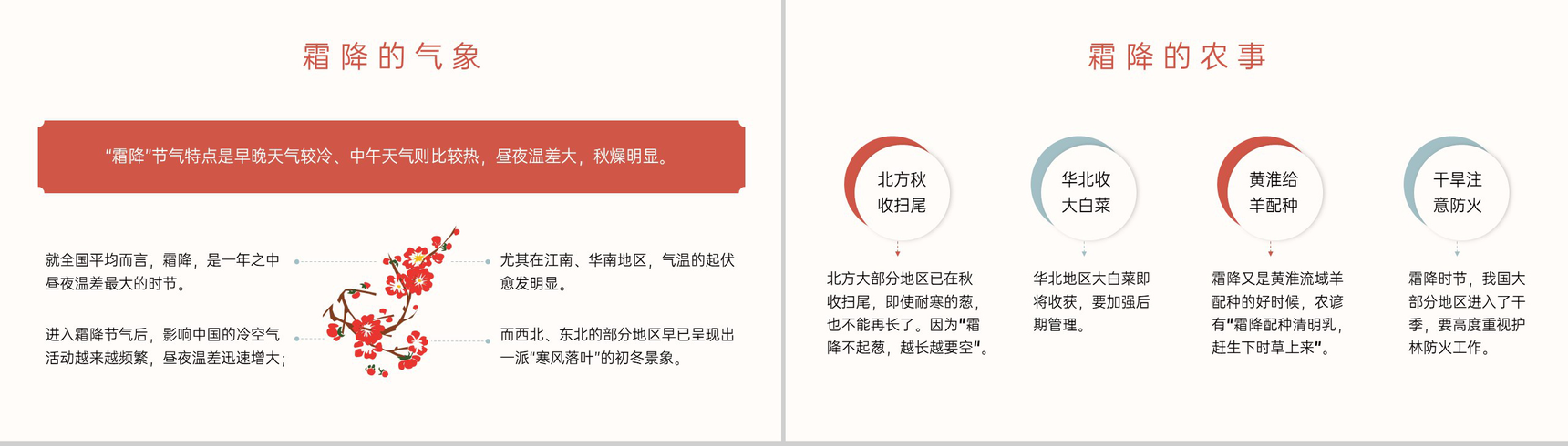 橙红小清新风二十四节气霜降介绍霜降的习俗PPT模板-5