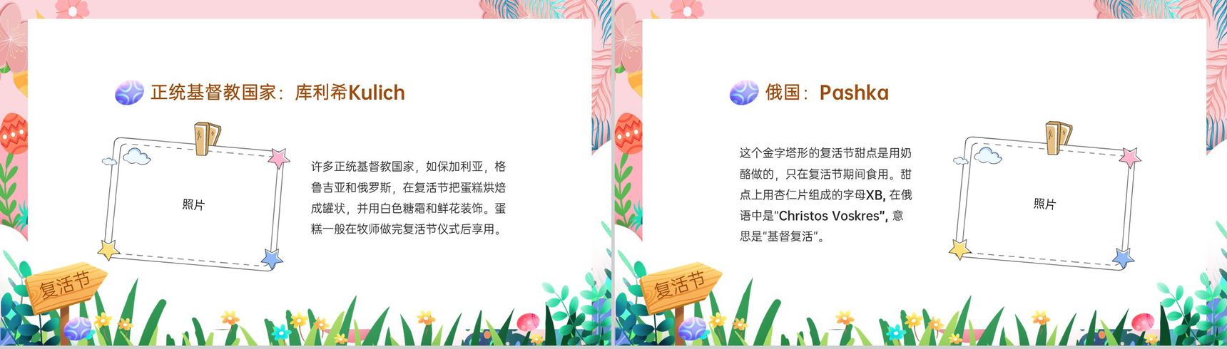 粉色卡通风复活节节日介绍主题班会PPT模板-11