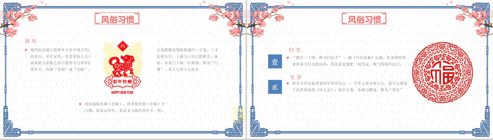 蓝色简约春节习俗传统节日习俗PPT模板-7