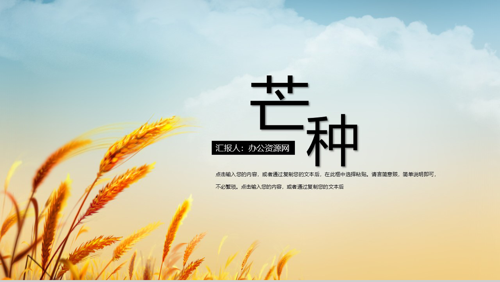 二十四节气之芒种PPT模板-1