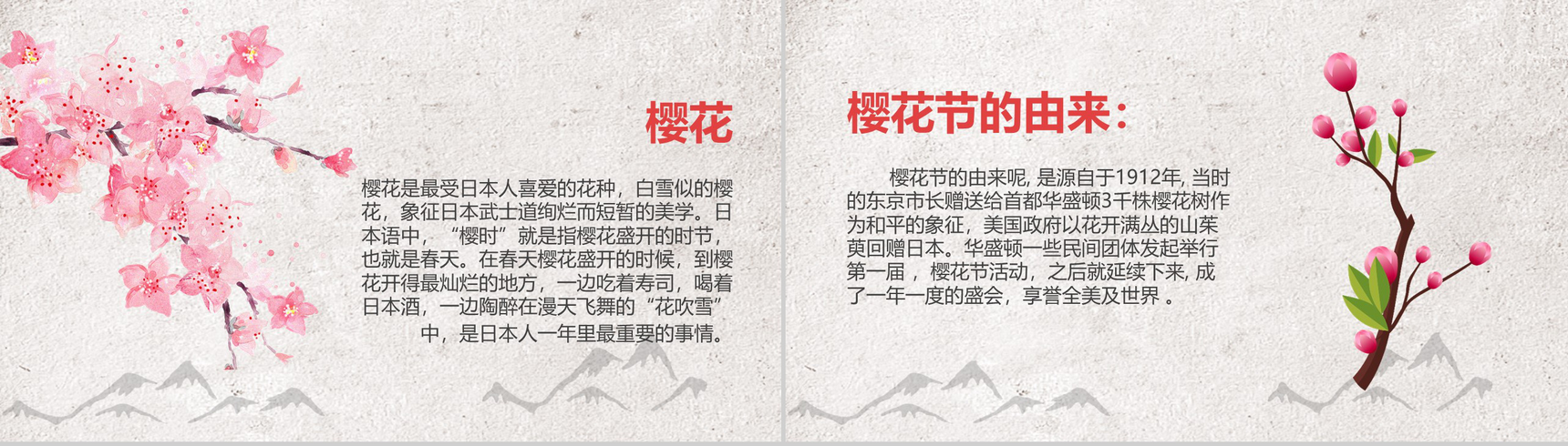 古典中国风通用樱花节PPT模板-4