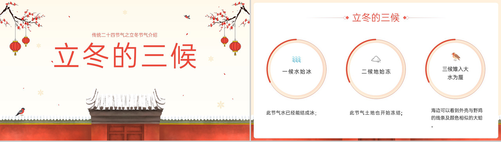 橙红中国风传统节气之立冬节气习俗介绍PPT模板-4