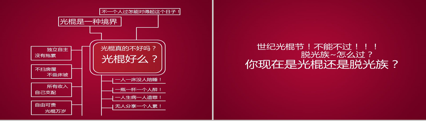简洁光棍节宣言动态PPT模板-3