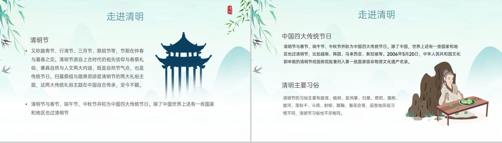 绿色小清新缅怀先烈致敬英雄清明节主题班会PPT模板-3