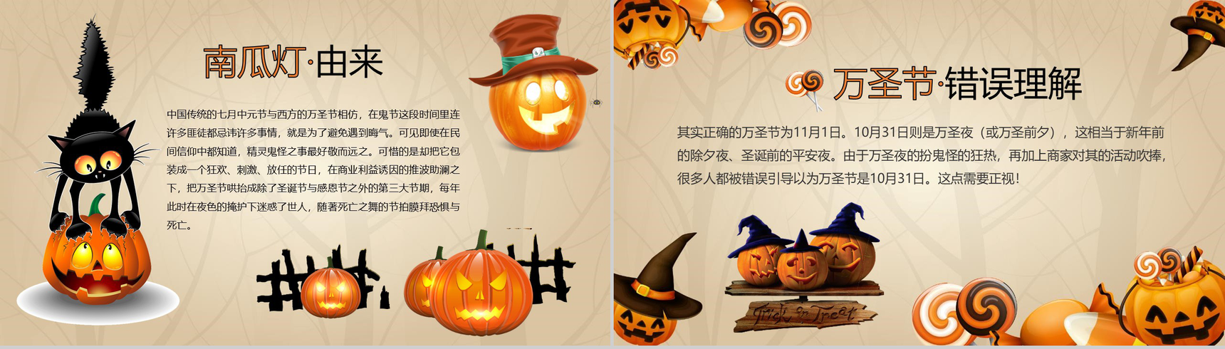 万圣节可爱简约通用主题班会PPT模板-4