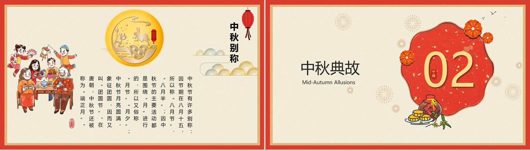 中国风中秋节传统文化习俗简介PPT模板-4
