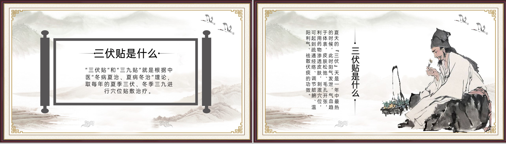 棕色中国风三伏贴科普知识教学中医养生之道PPT模板-3
