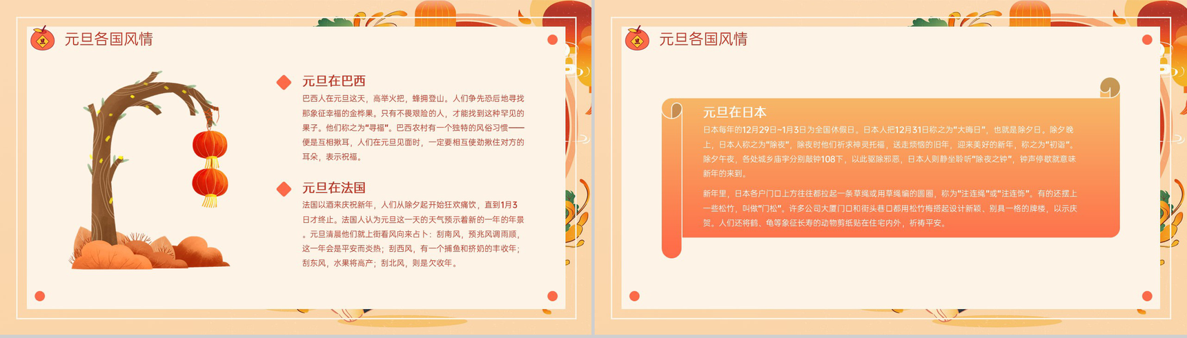 橙红中国风新年元旦放假通知主题班会PPT模板-6