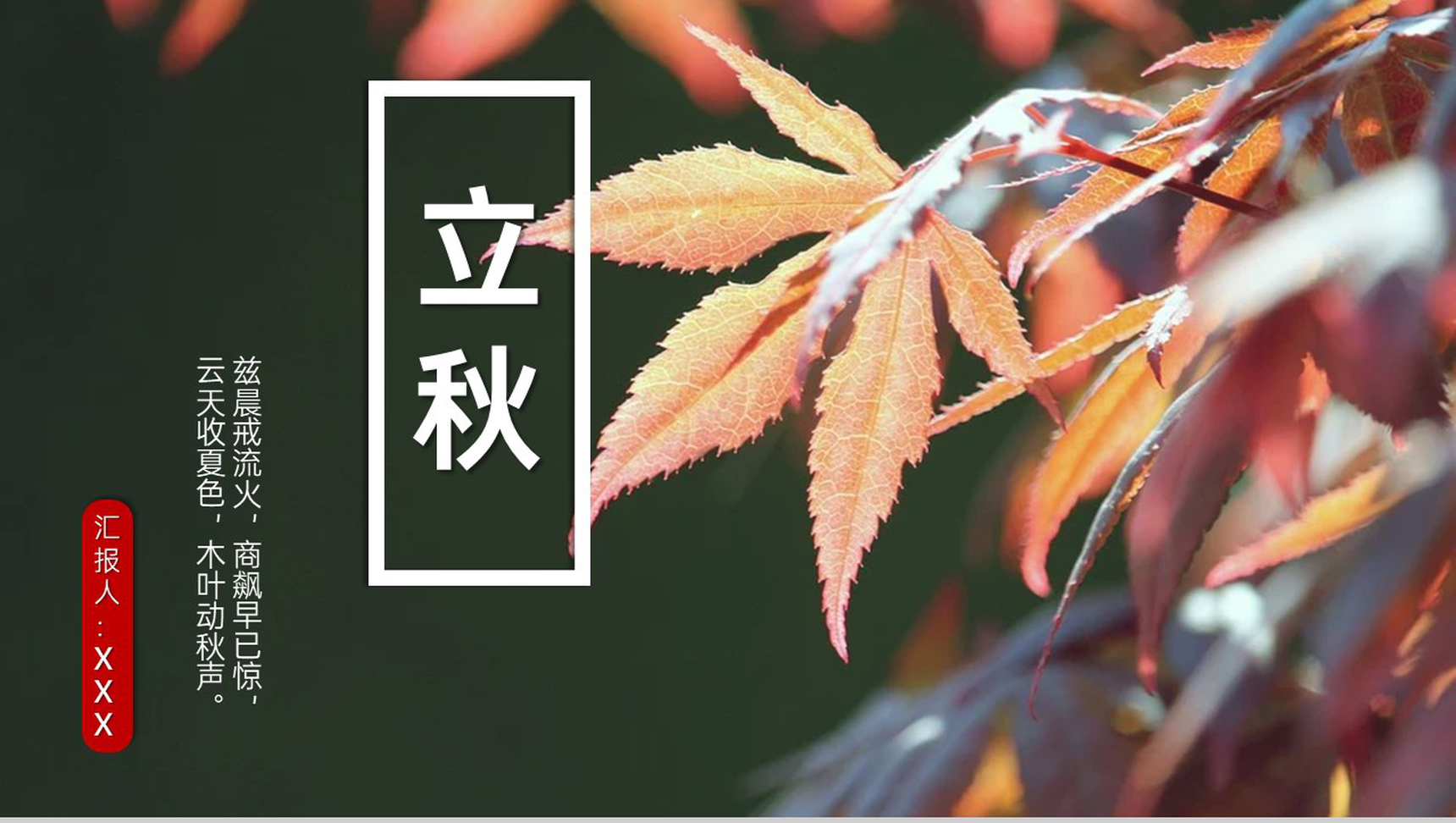浅橙简约风传统节气立秋主题工作总结计划PPT模板
