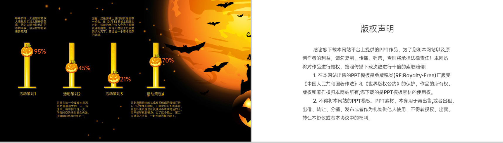 橙黑撞色卡通风万圣节介绍万圣节的由来PPT模板-11