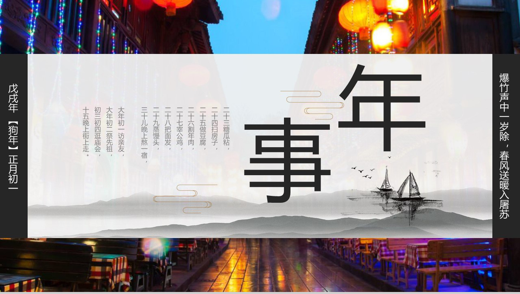 春节来历习俗拜年介绍PPT模板