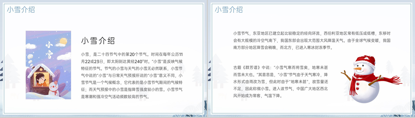 灰蓝简约风二十四节气之小雪气候特征介绍PPT模板-3