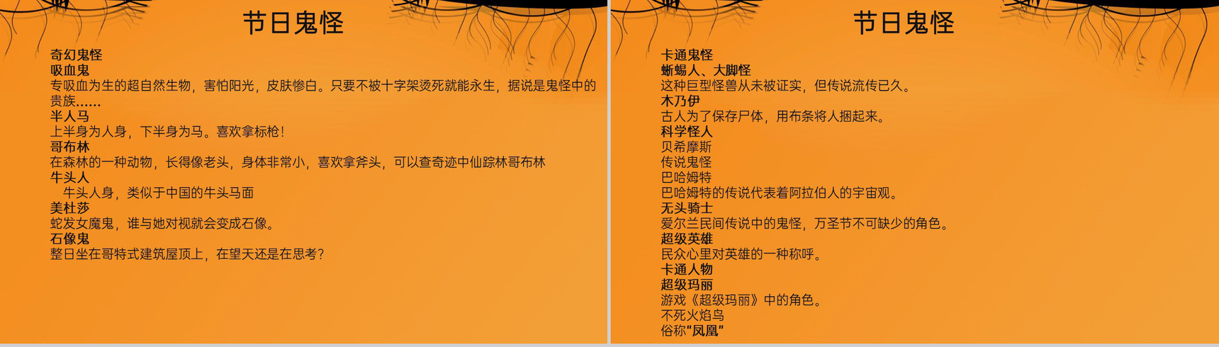 橙色卡通风万圣节狂欢夜万圣节的起源PPT模板-9