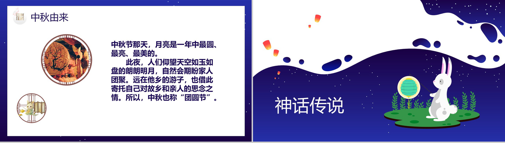卡通插画中秋月圆主题中秋节介绍PPT模板-4