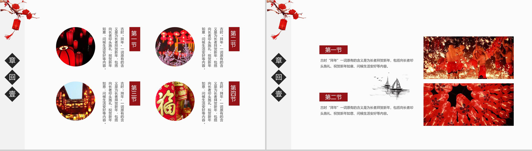 2019猪年年年有余过年春节由来PPT模板-4