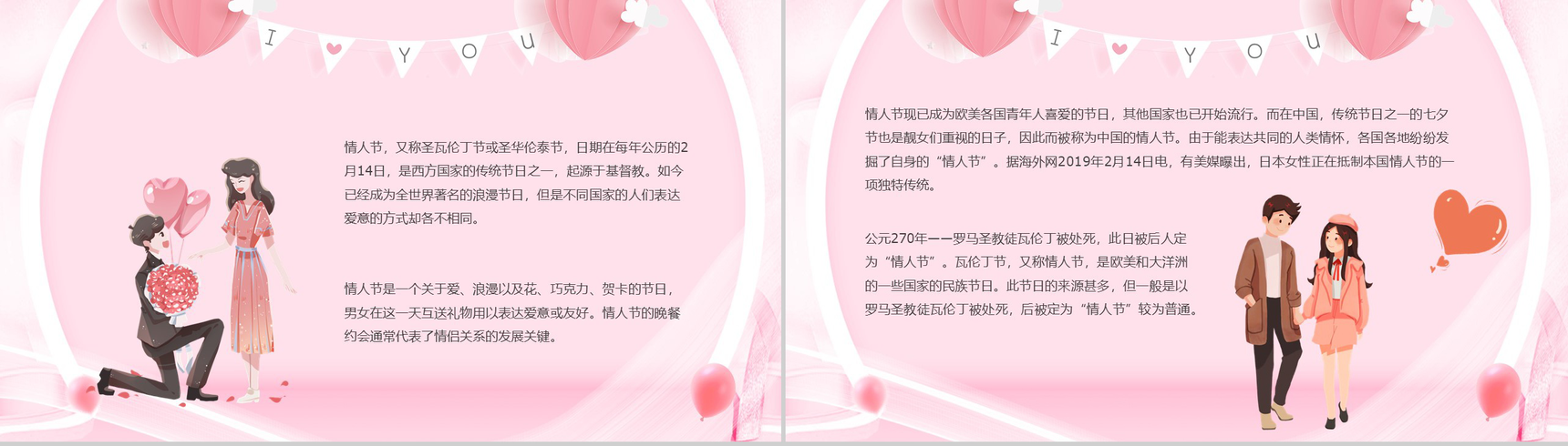 唯美温馨西方传统节日情人节节日活动介绍PPT模板-3