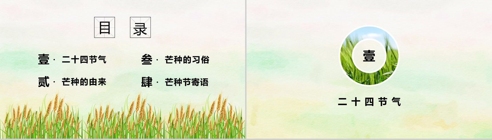 绿色简约清新二十四节气之芒种PPT模板-2