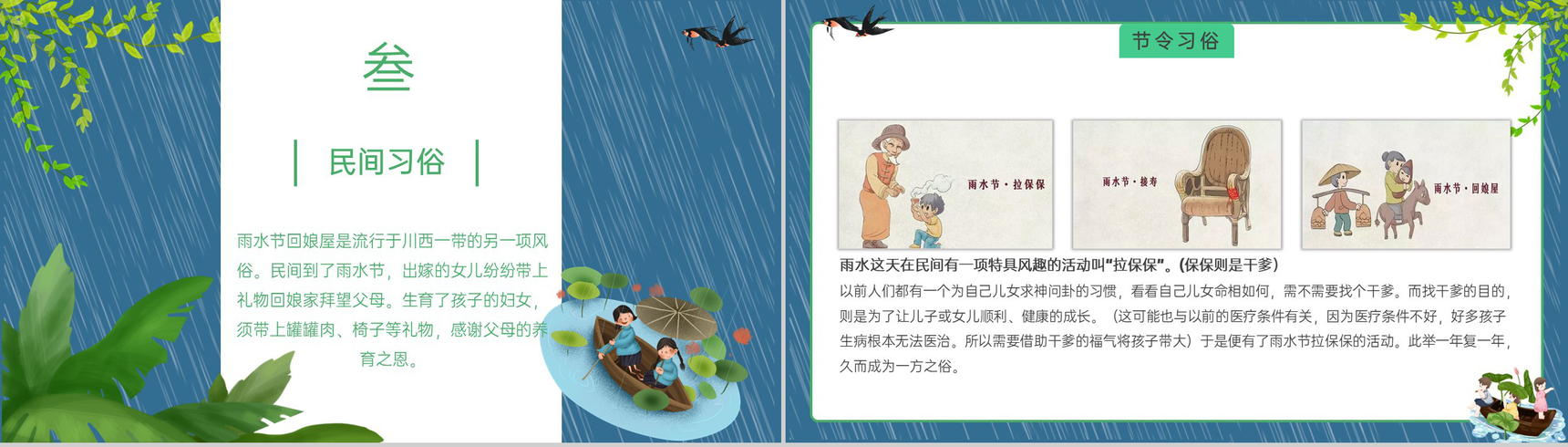 蓝色卡通风传统节气之雨水介绍主题班会PPT模板-6