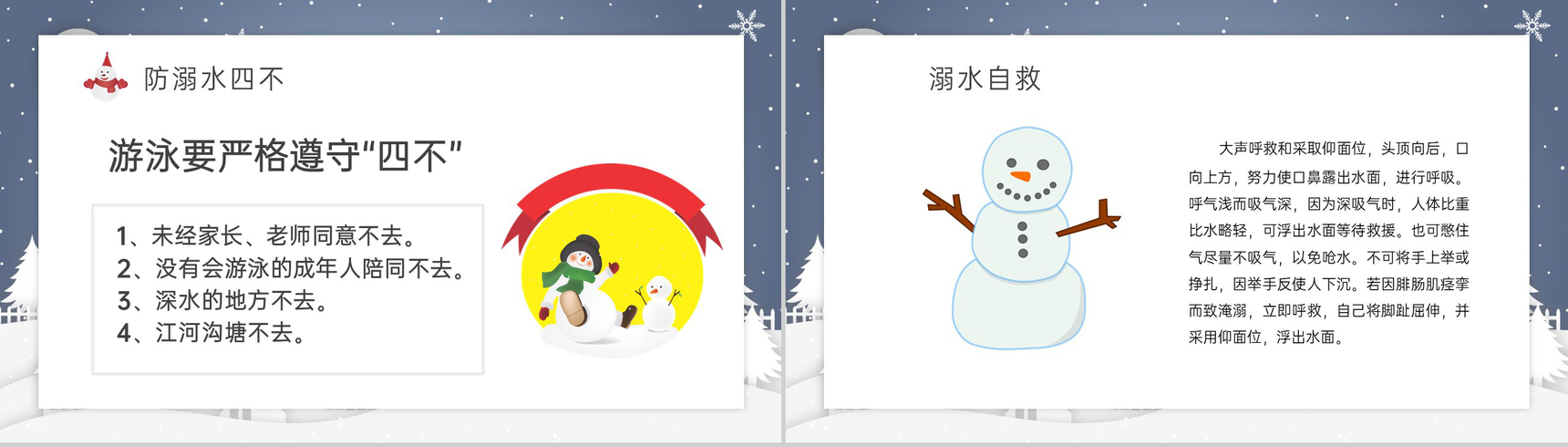 蓝灰色卡通风冬季防滑防溺水安全教育班会PPT模板-3