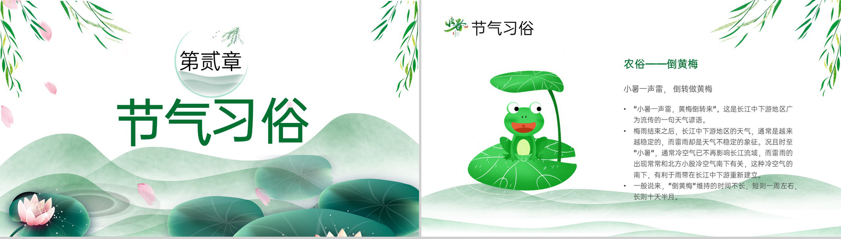 绿色清新风二十四节气之小暑节气介绍中小学主题班会PPT模板-5